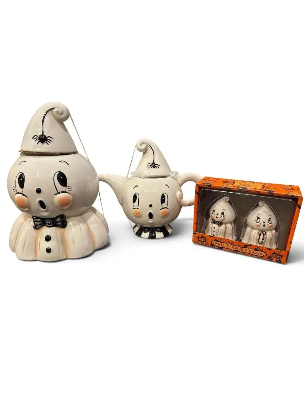 Johanna Parker Gus The Ghost Cookie Jar, Teapot, and Salt & Pepper Shakers Set